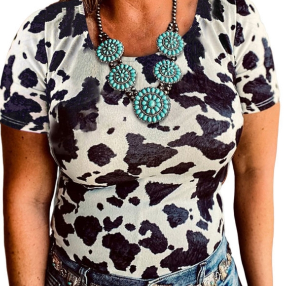 Cow Print Pattern Top - Picture 2 of 2